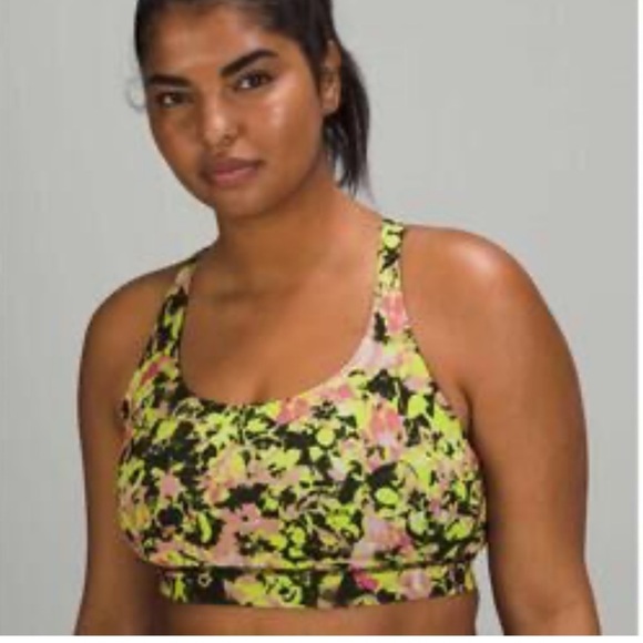 Lululemon Energy Luxtreme Sports Bra Multi Strap Cross Back Floral Highlight 6 - Picture 1 of 6